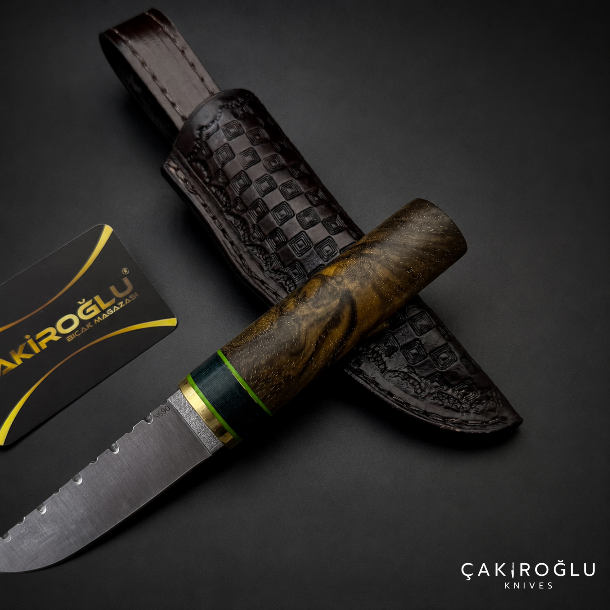 Handmade Puukko Knife with Sheath, N690 Steel, Walnut Handle