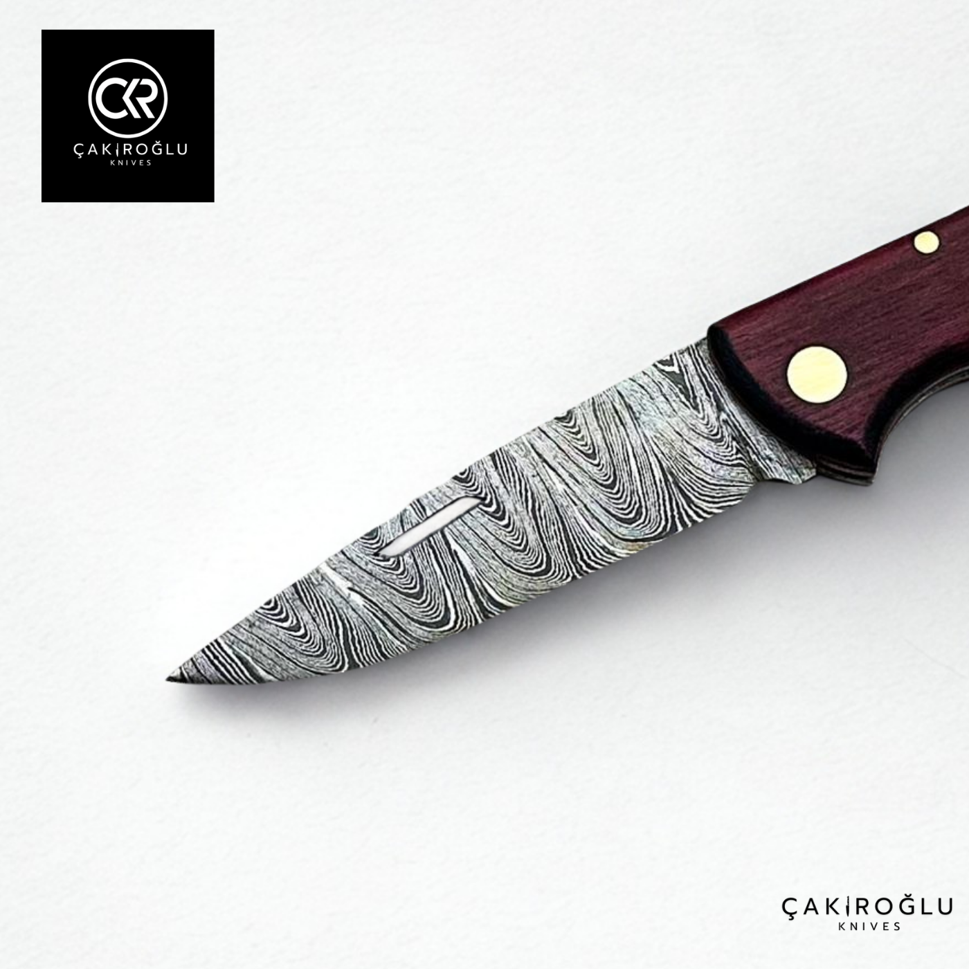 Showy Series Handcrafted Folding Knife - Damascus Steel & Morgül Wood Handle