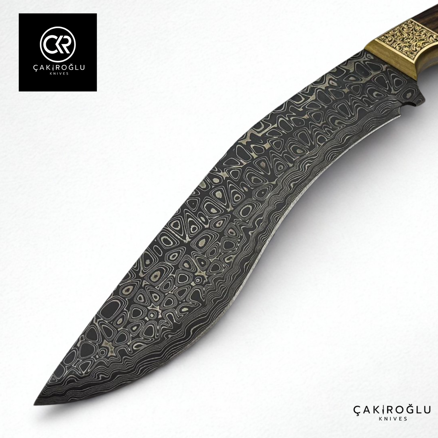 Damascus Kukri - Damascus Steel & Engraved Brass Apron