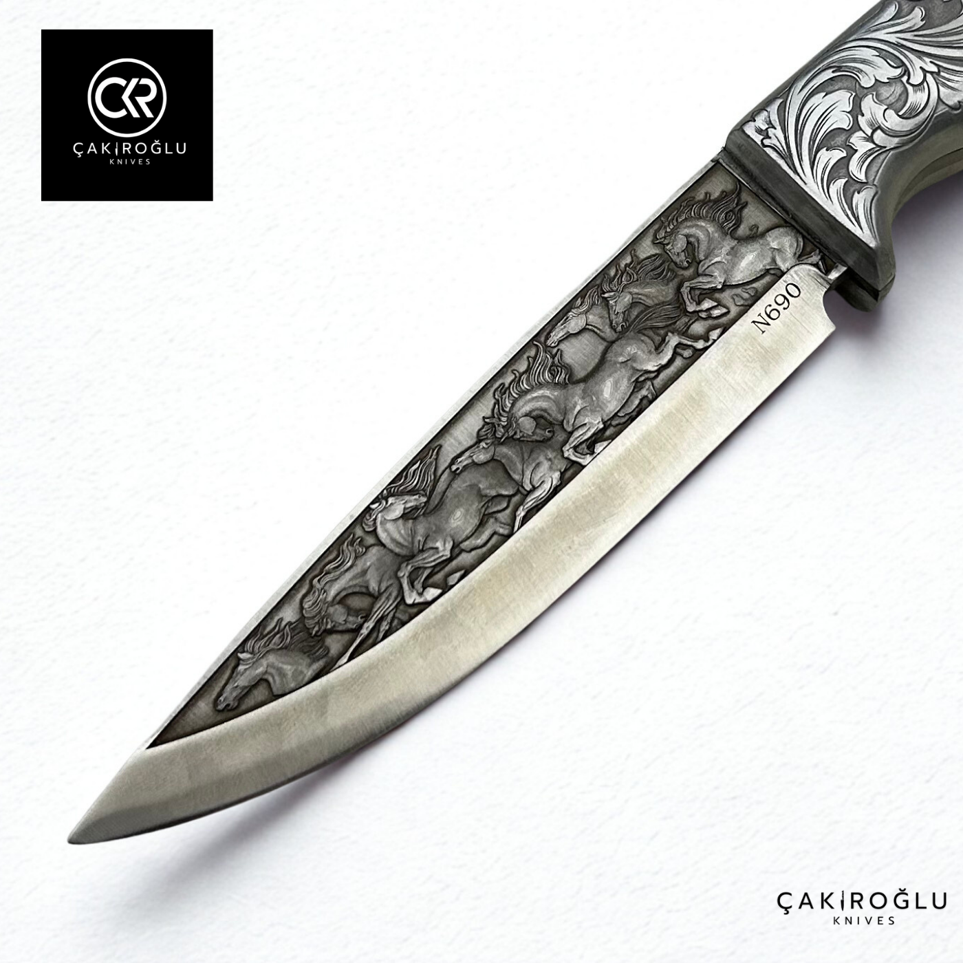 Custom-made Handcrafted 3d Engraved Collection Knife - Engraved Handle