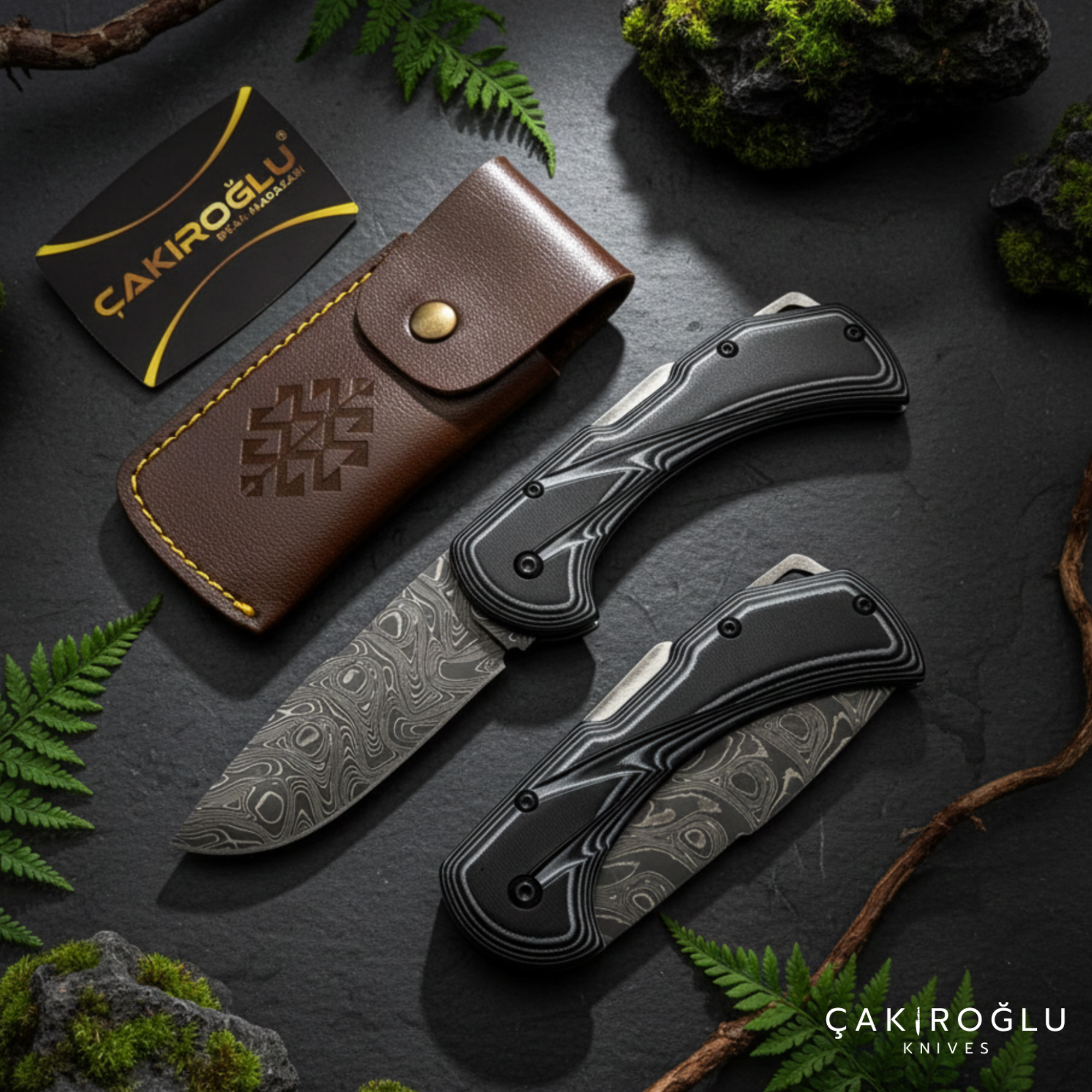 Handmade Damascus Folding Knife – G10 Handle | Çakıroğlu Knives