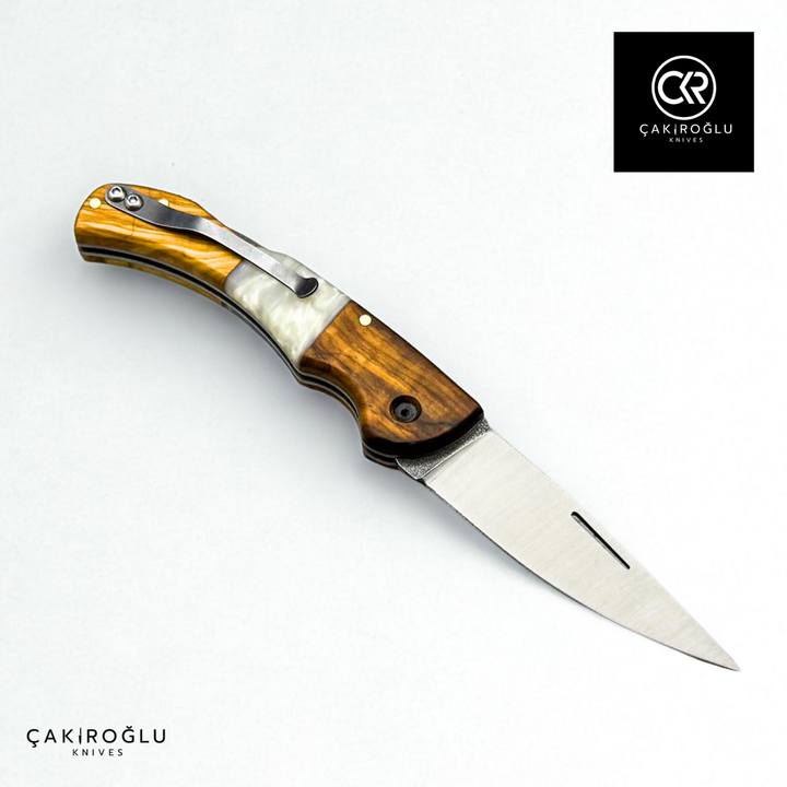 Hayta V1 Pearl White Handcrafted Pocket Knife