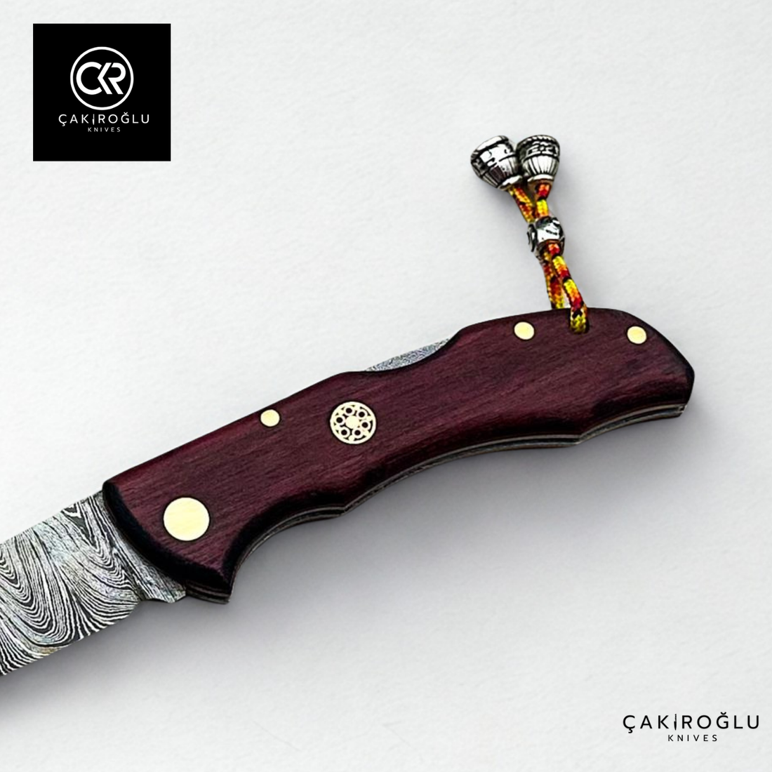 Showy Series Handcrafted Folding Knife - Damascus Steel & Morgül Wood Handle