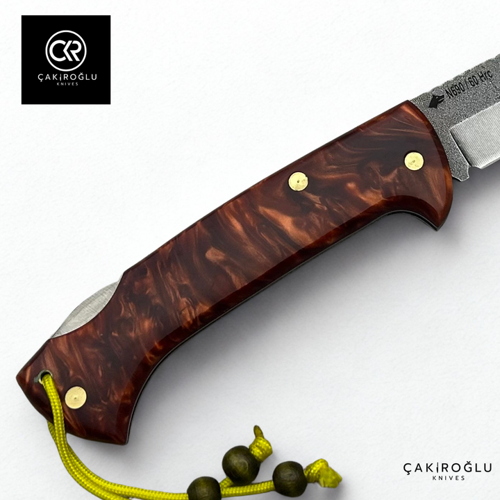 Göxon Altay - Epoxy Amber Handle Handcrafted Knife