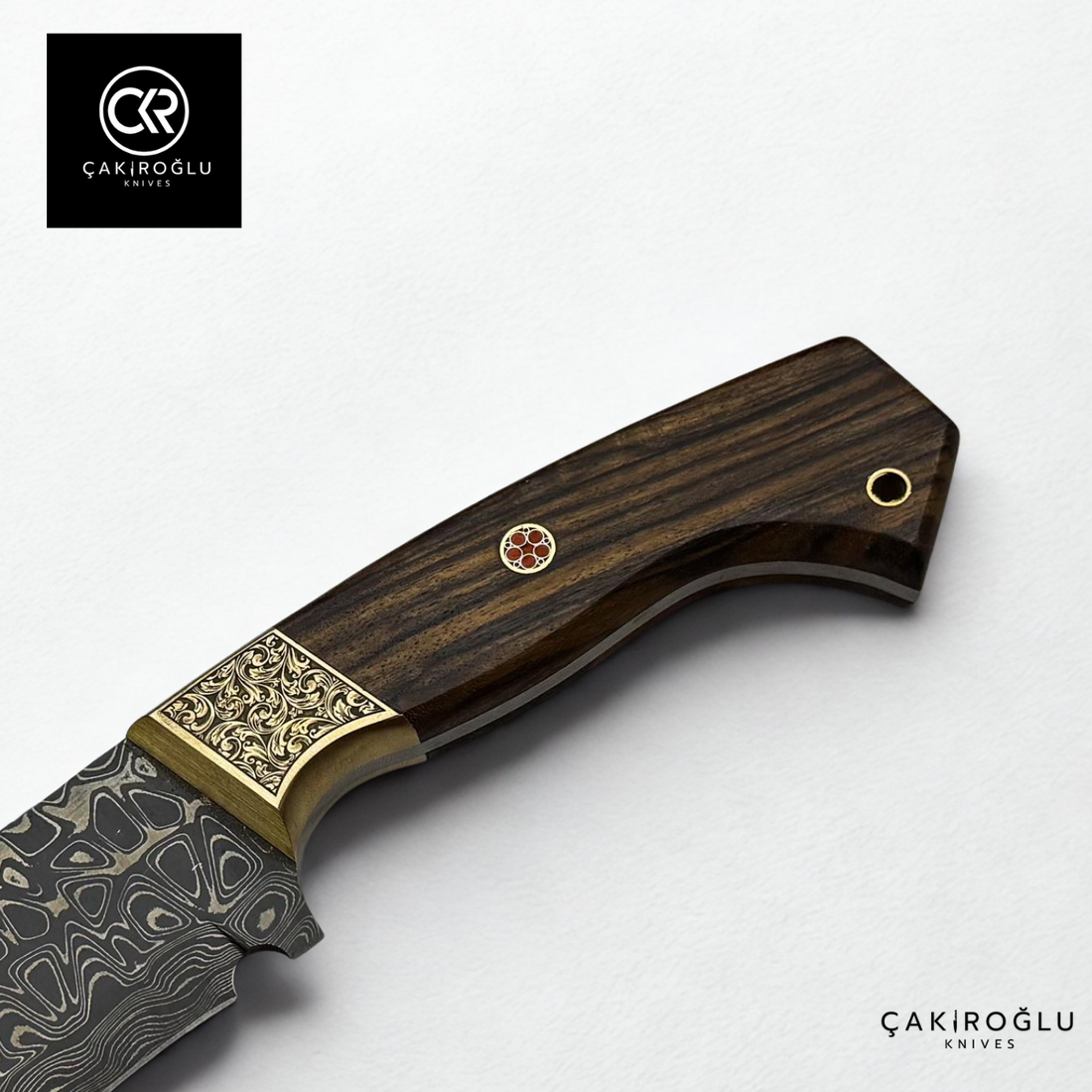 Damascus Kukri - Damascus Steel & Engraved Brass Apron