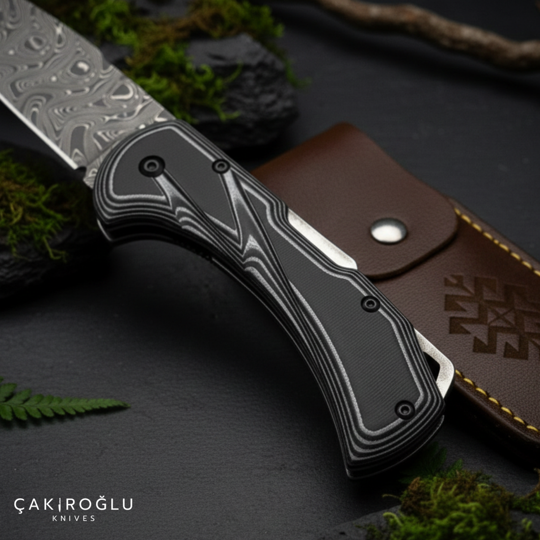 Handmade Damascus Folding Knife – G10 Handle | Çakıroğlu Knives