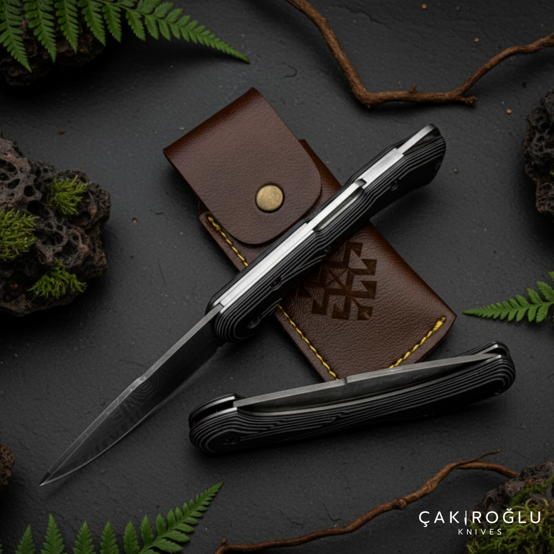 Handmade Damascus Folding Knife – G10 Handle | Çakıroğlu Knives