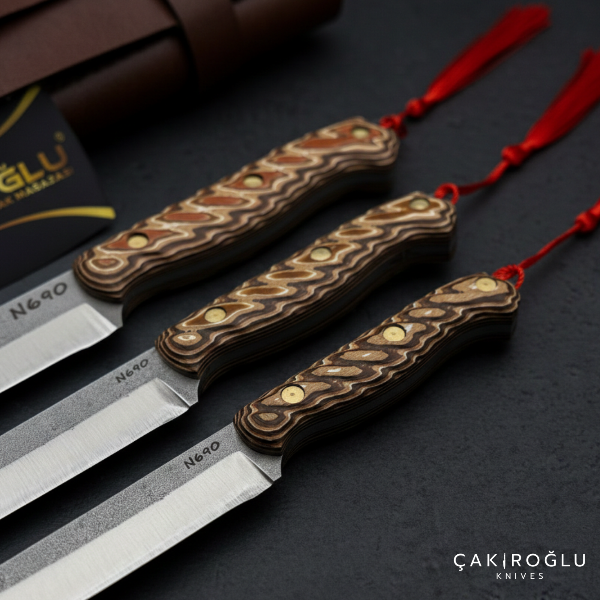 3-Piece N690 Steel Handmade Kitchen Knife Set with Sheath