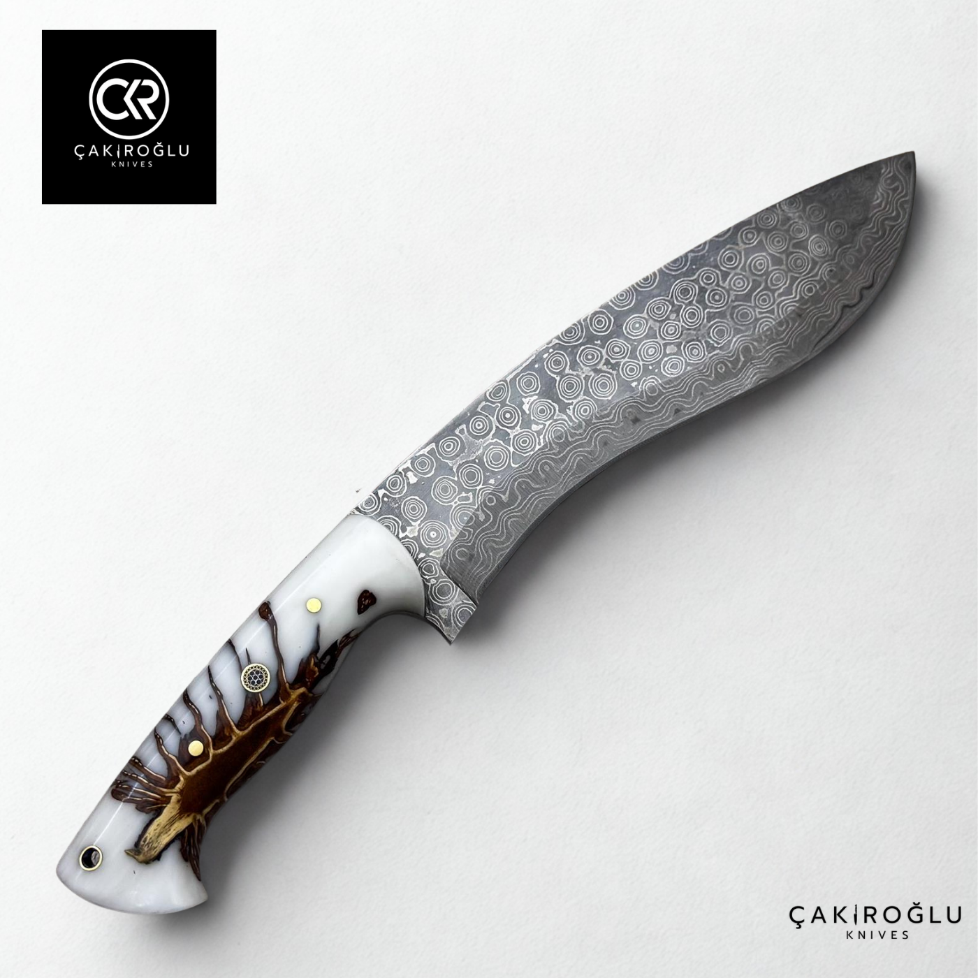 Çakıroğlu Handcrafted Damascus Kukri Model Machete with Pine Cone Epoxy Handle