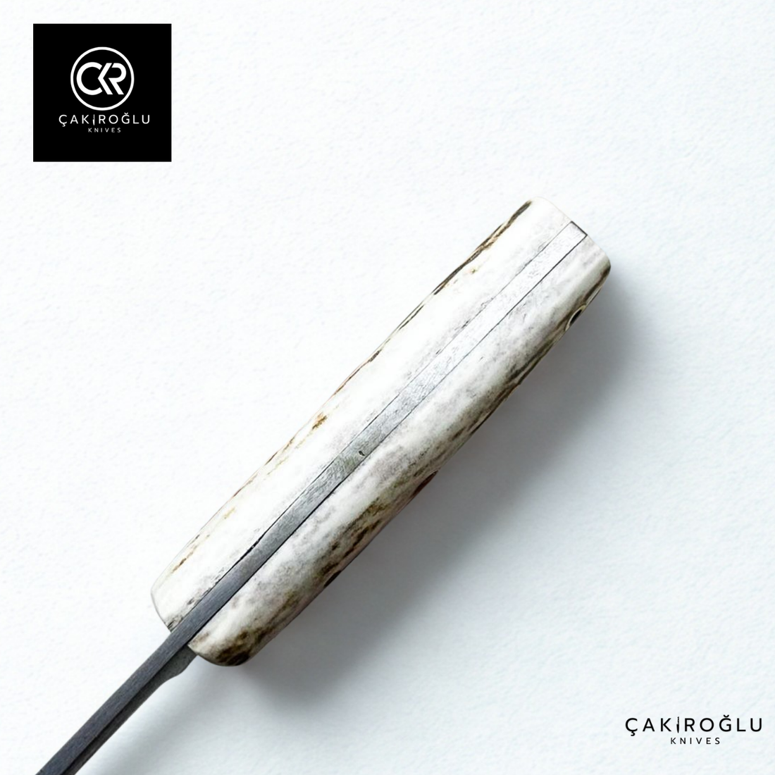 Handcrafted Custom-made Damascus Steel & Deer Antler Handle Hunting Knife