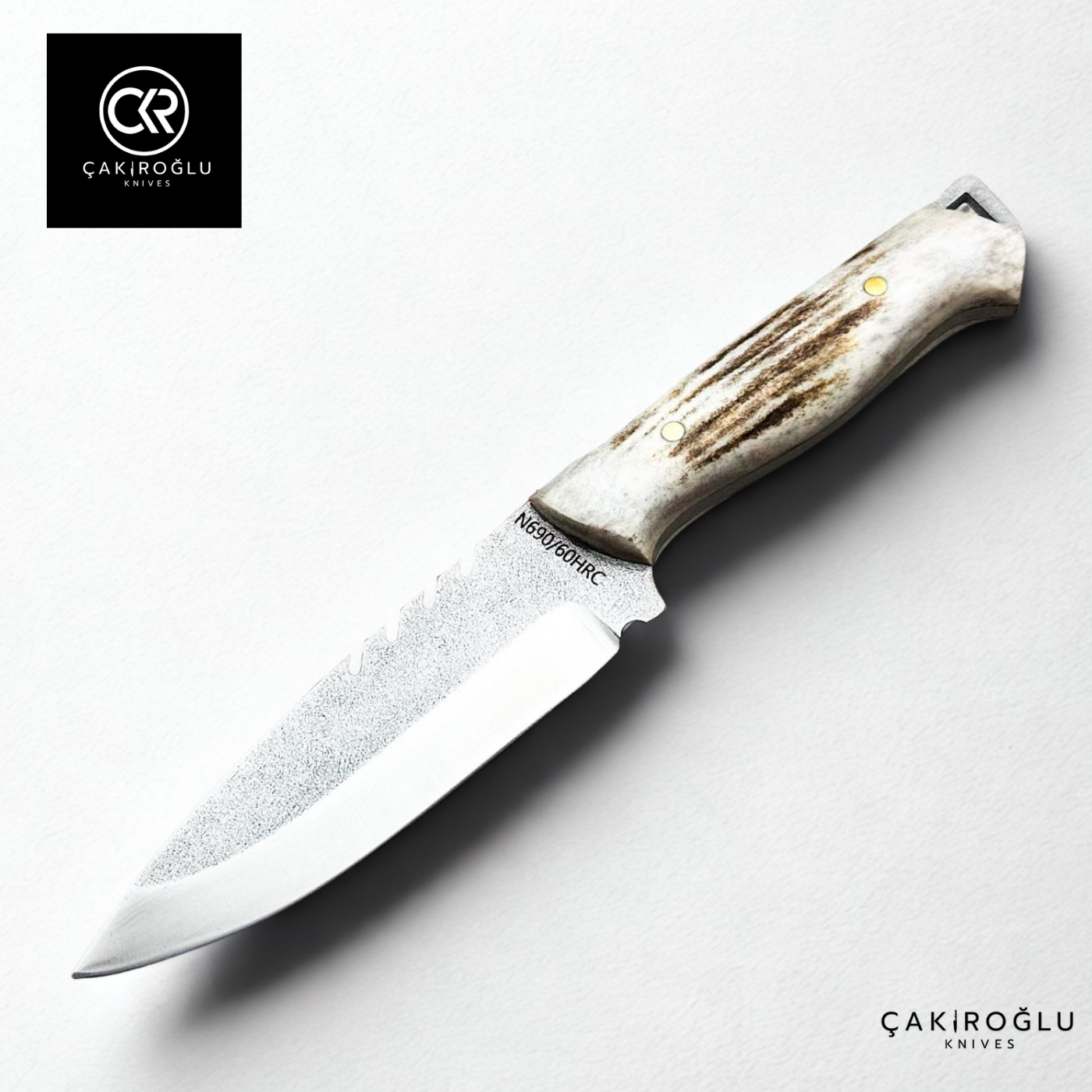 Handcrafted Custom Hunting Knife - N690 Böhler Steel & Deer Antler Handle