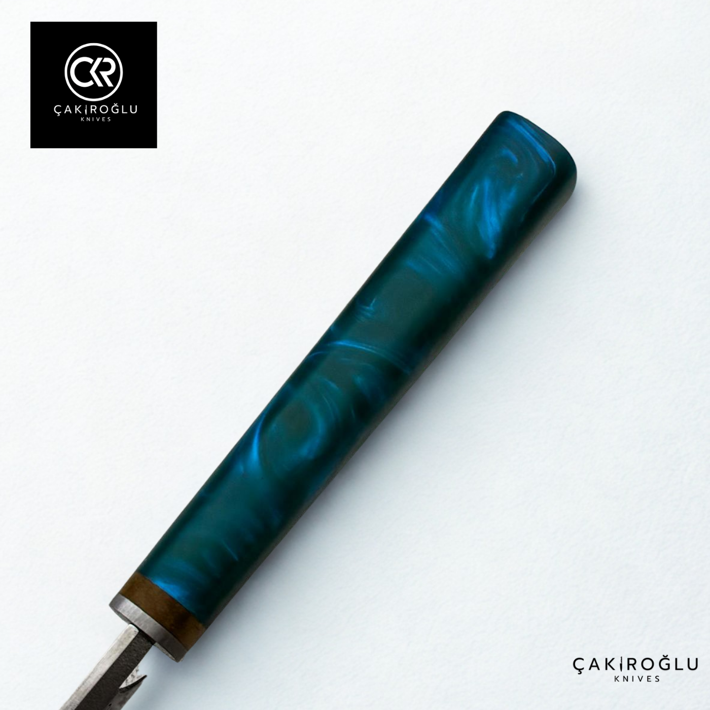 Santoku Model Handcrafted Chef Knife - N690 Böhler Steel & Epoxy Amber Handle