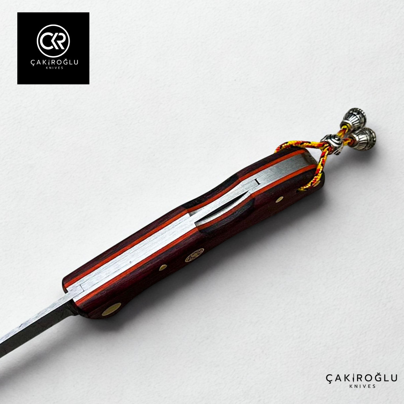 Showy Series Handcrafted Folding Knife - Damascus Steel & Morgül Wood Handle