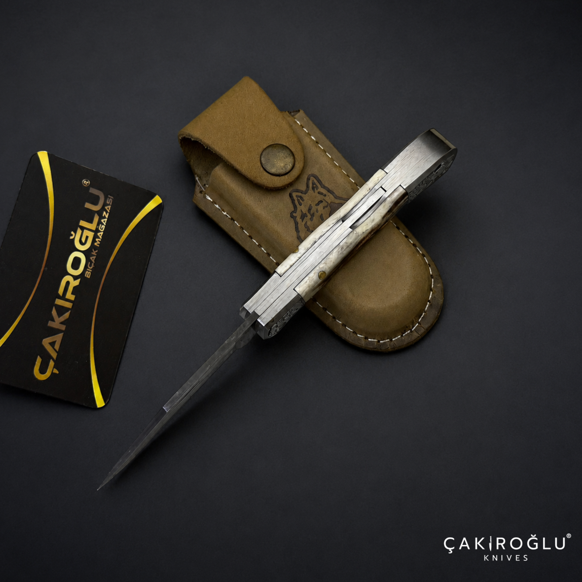 Handmade Small Size Damascus Steel Pocket Folding Knife with Sheath