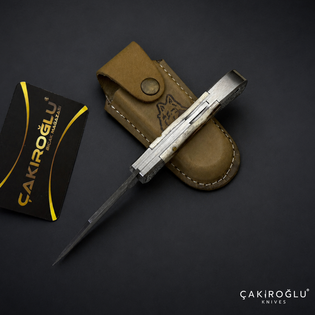 Handmade Small Size Damascus Steel Pocket Folding Knife with Sheath