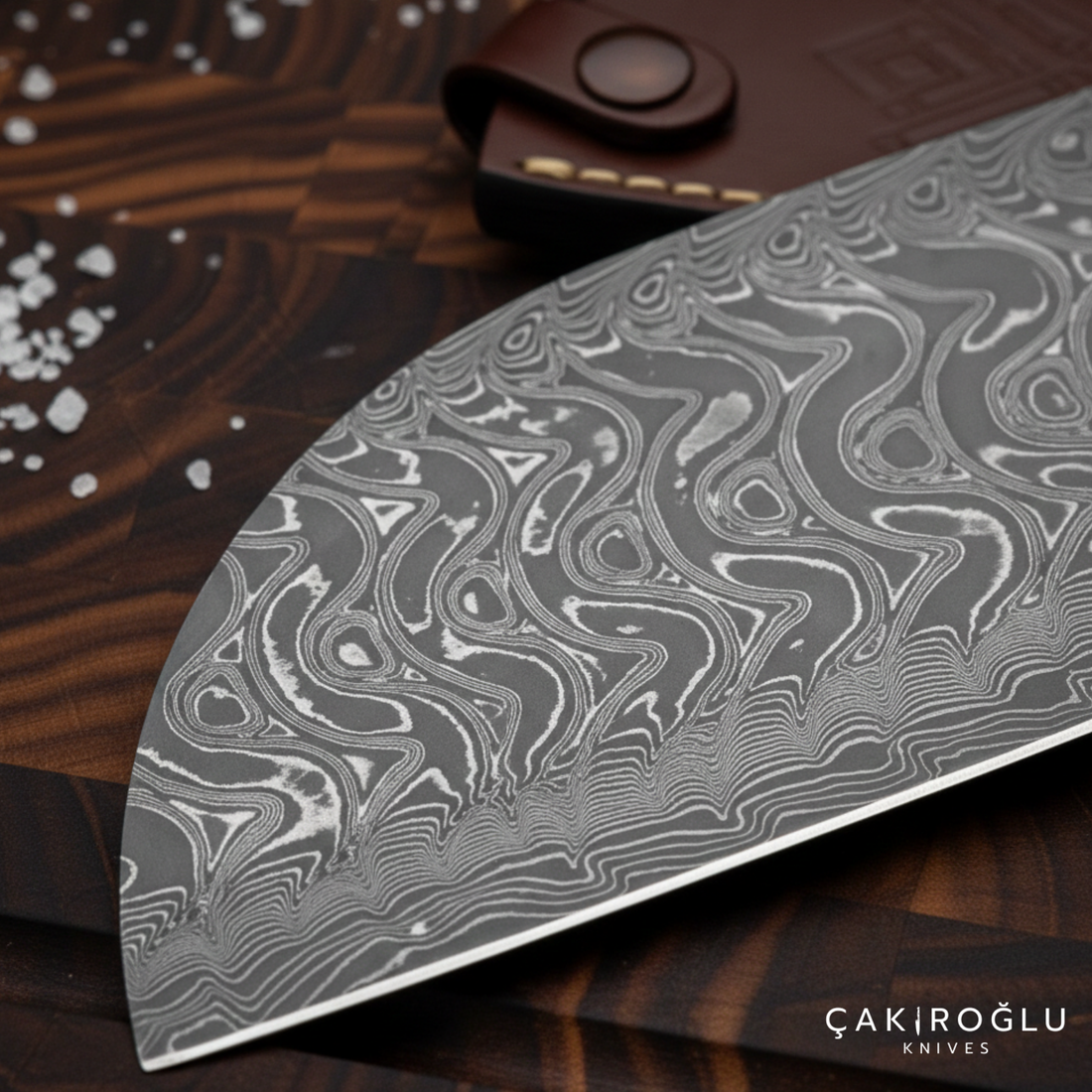 Handmade Damascus Steel Almazan Knife, Stabilize Handle