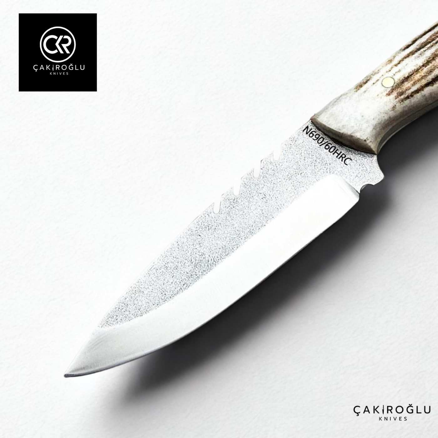 Handcrafted Custom Hunting Knife - N690 Böhler Steel & Deer Antler Handle