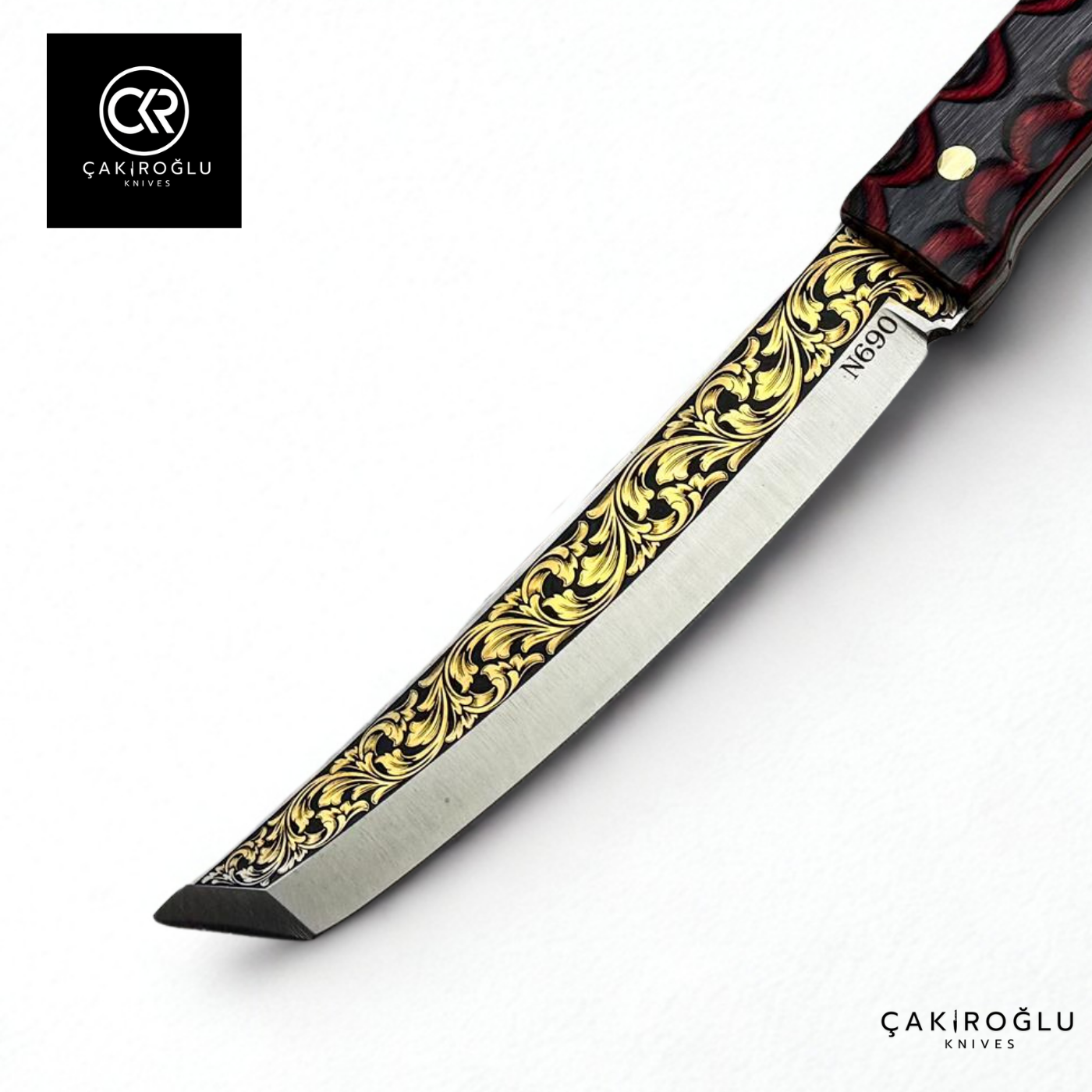Kaen Tanto - Limited Collector’s Edition N690 Knife with Gold Engraving & Lamine Handle
