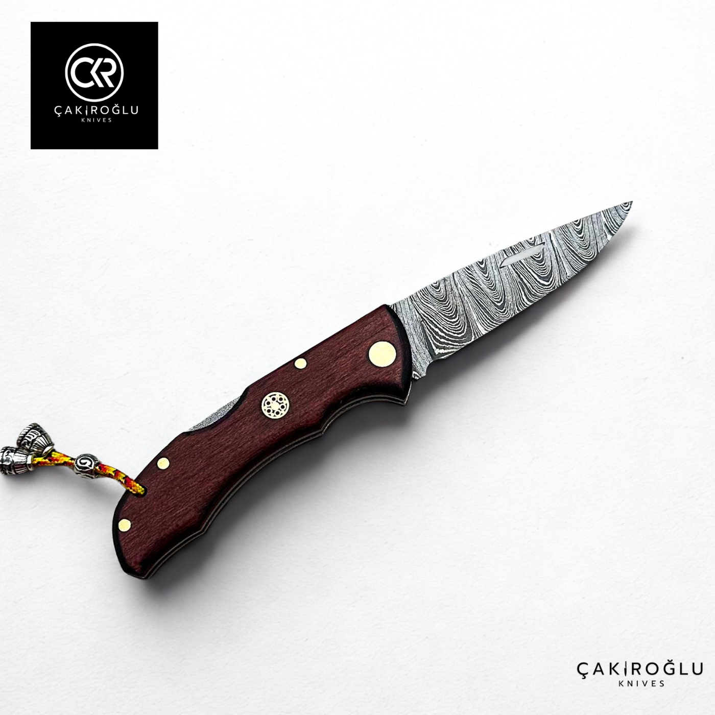 Showy Series Handcrafted Folding Knife - Damascus Steel & Morgül Wood Handle