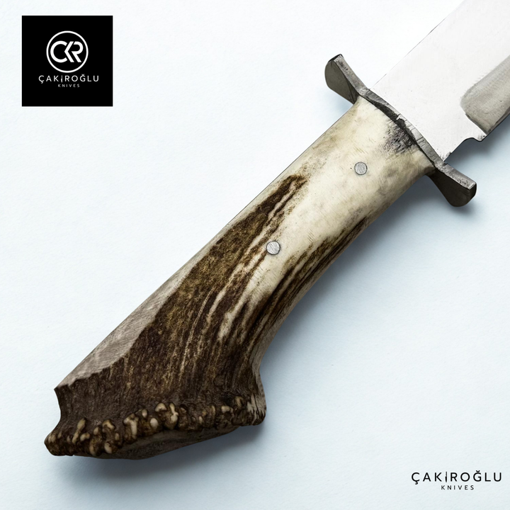 Handcrafted Custom-made Heavy Duty Machete Bowie Knife - Genuine Forged Scissors Steel & Root Stag Horn Handle