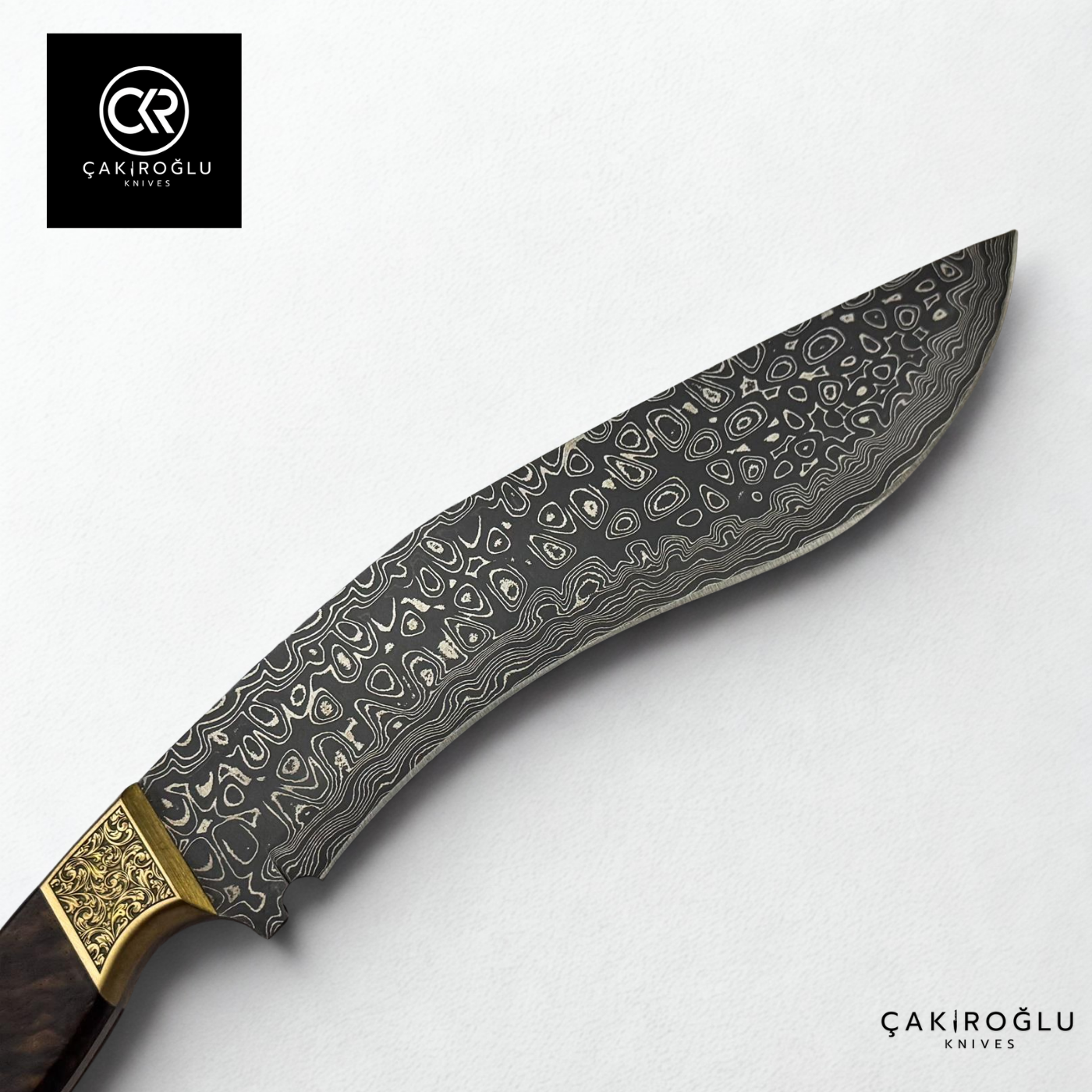 Damascus Kukri - Damascus Steel & Engraved Brass Apron