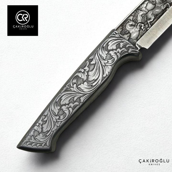 Custom-made Handcrafted 3d Engraved Collection Knife - Engraved Handle