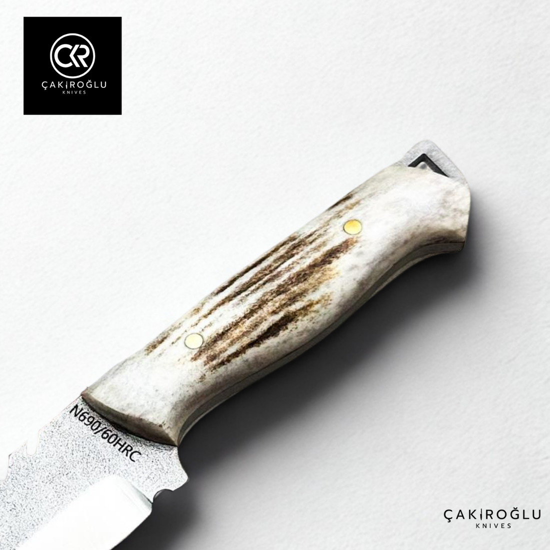 Handcrafted Custom Hunting Knife - N690 Böhler Steel & Deer Antler Handle