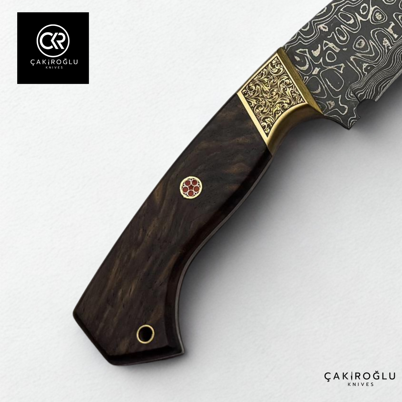 Damascus Kukri - Damascus Steel & Engraved Brass Apron