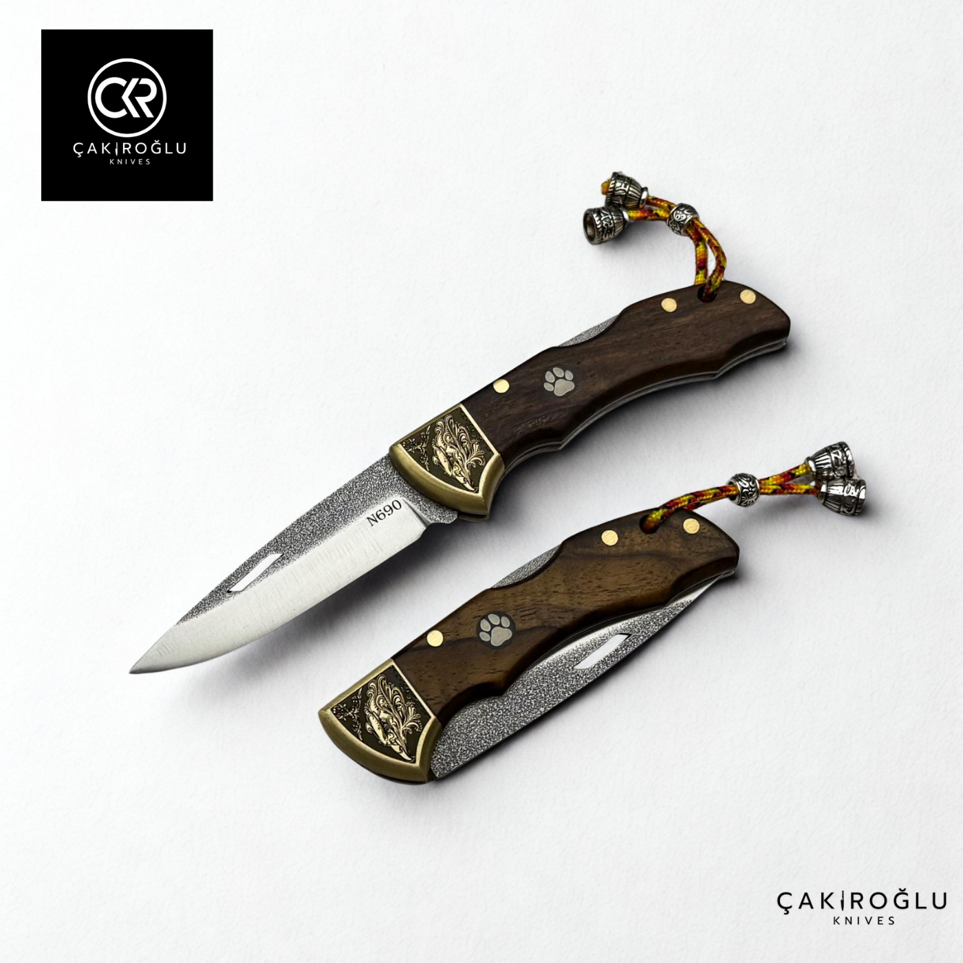 Showy Elite Small Size Handcrafted Custom Folding Knife - N690 Böhler Steel & Engraved Brass Apron