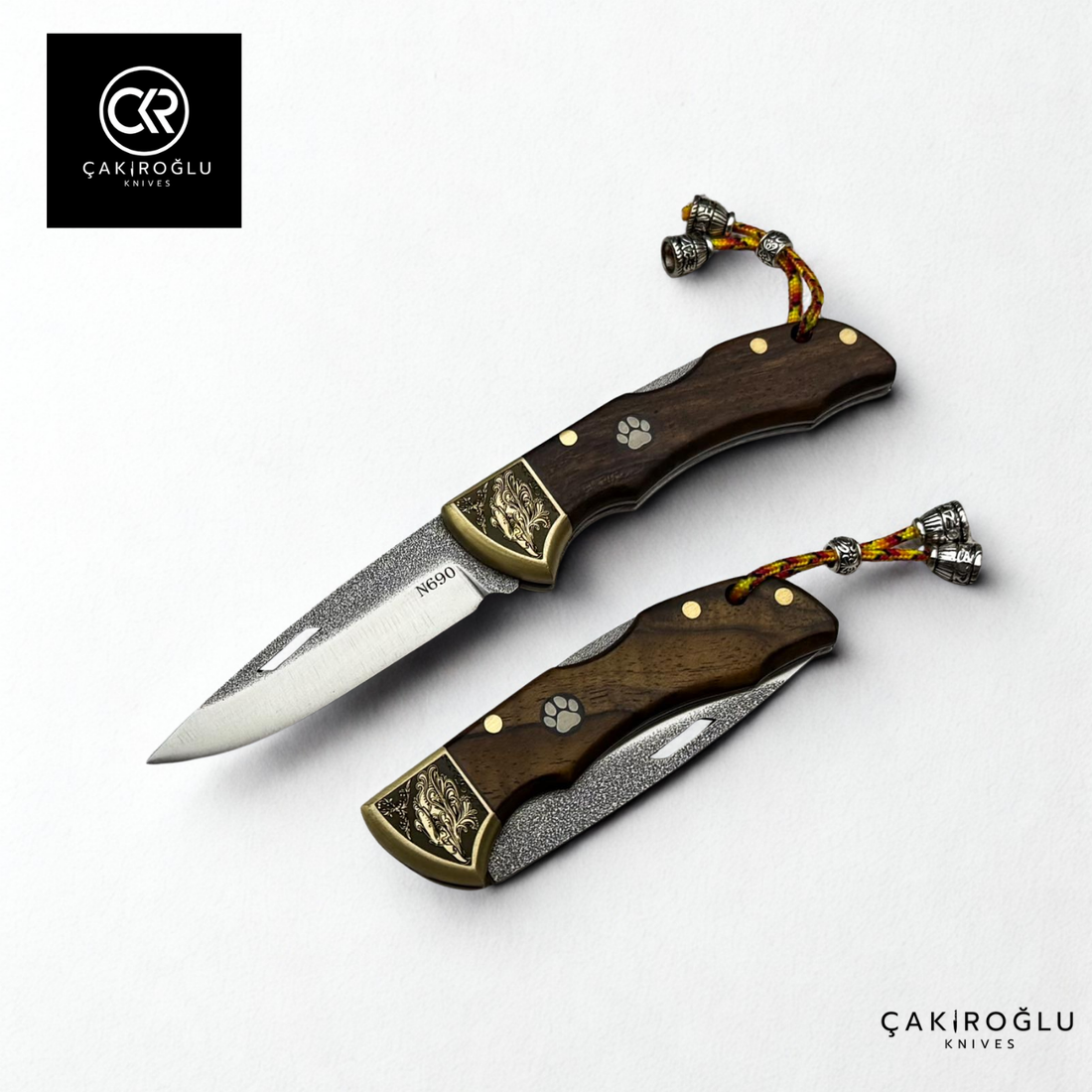 Showy Elite Small Size Handcrafted Custom Folding Knife - N690 Böhler Steel & Engraved Brass Apron