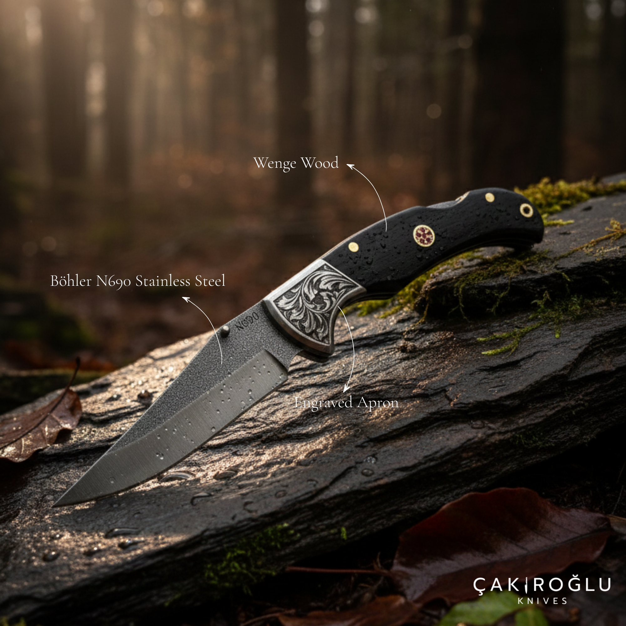 Folding Pocket Knife N690 Steel Handmade EDC Wenge Handle