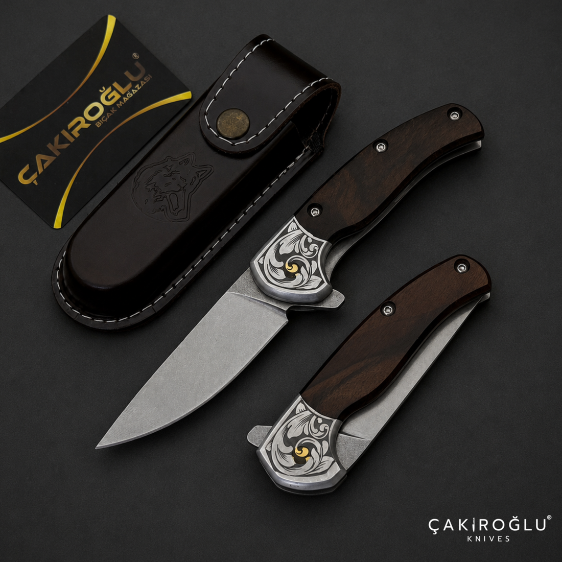 Handmade Custom Pocket Folding Knife with Sheath