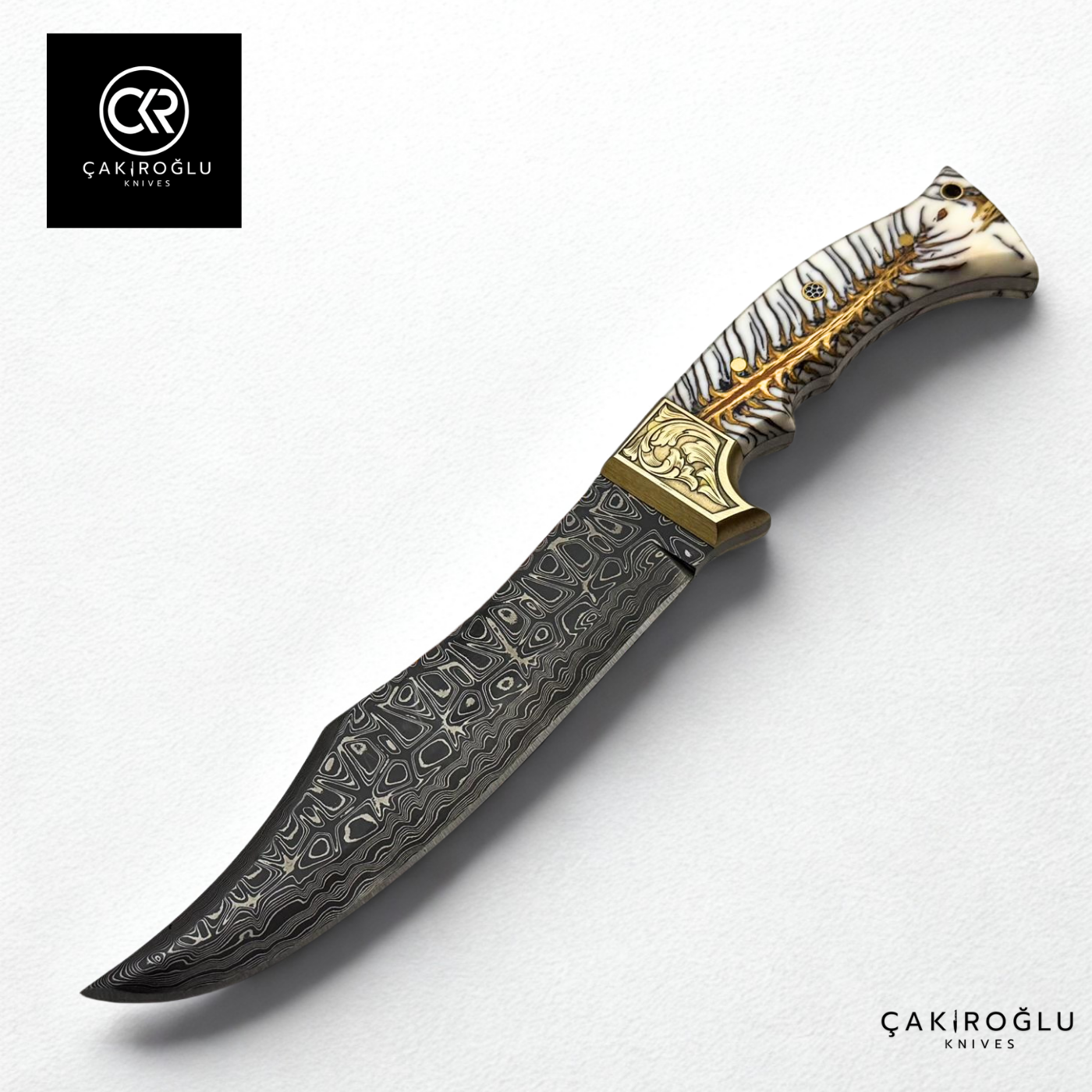 Şehzade Special Edition - Custom-Made Pine Cone Epoxy Handle Damascus Steel Hunting Knife