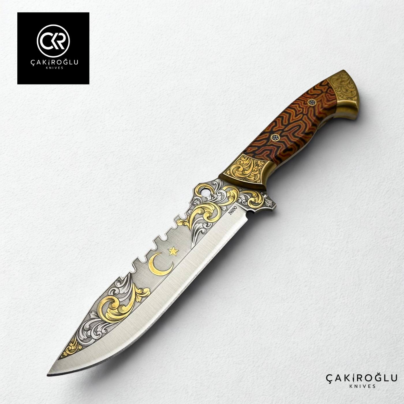 Royal Icons – Moon Star | Limited Collector's Edition N690 Knife with 24K Gold Engraving & G-carta Handle