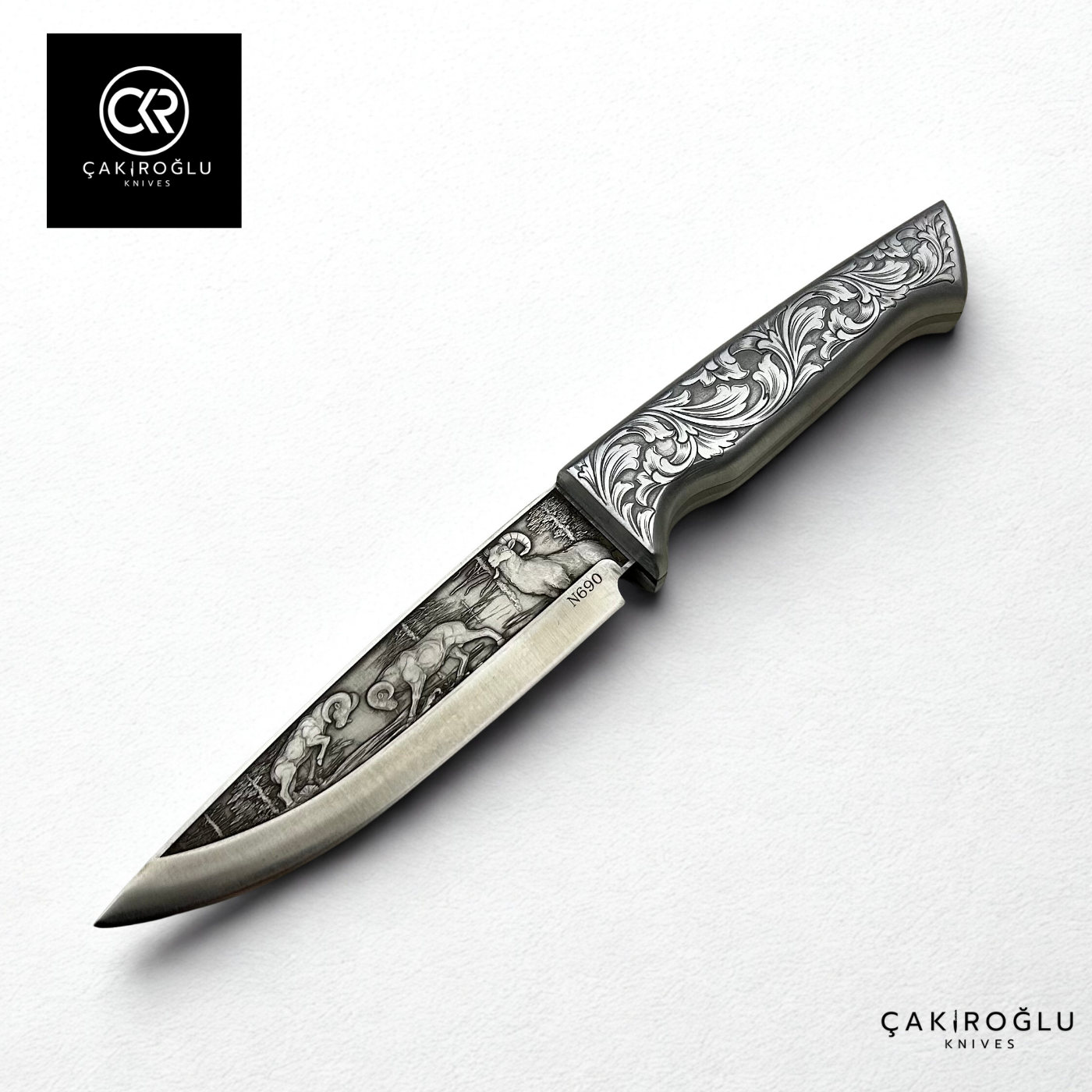 Custom-made Handcrafted 3d Engraved Collection Knife - Engraved Handle