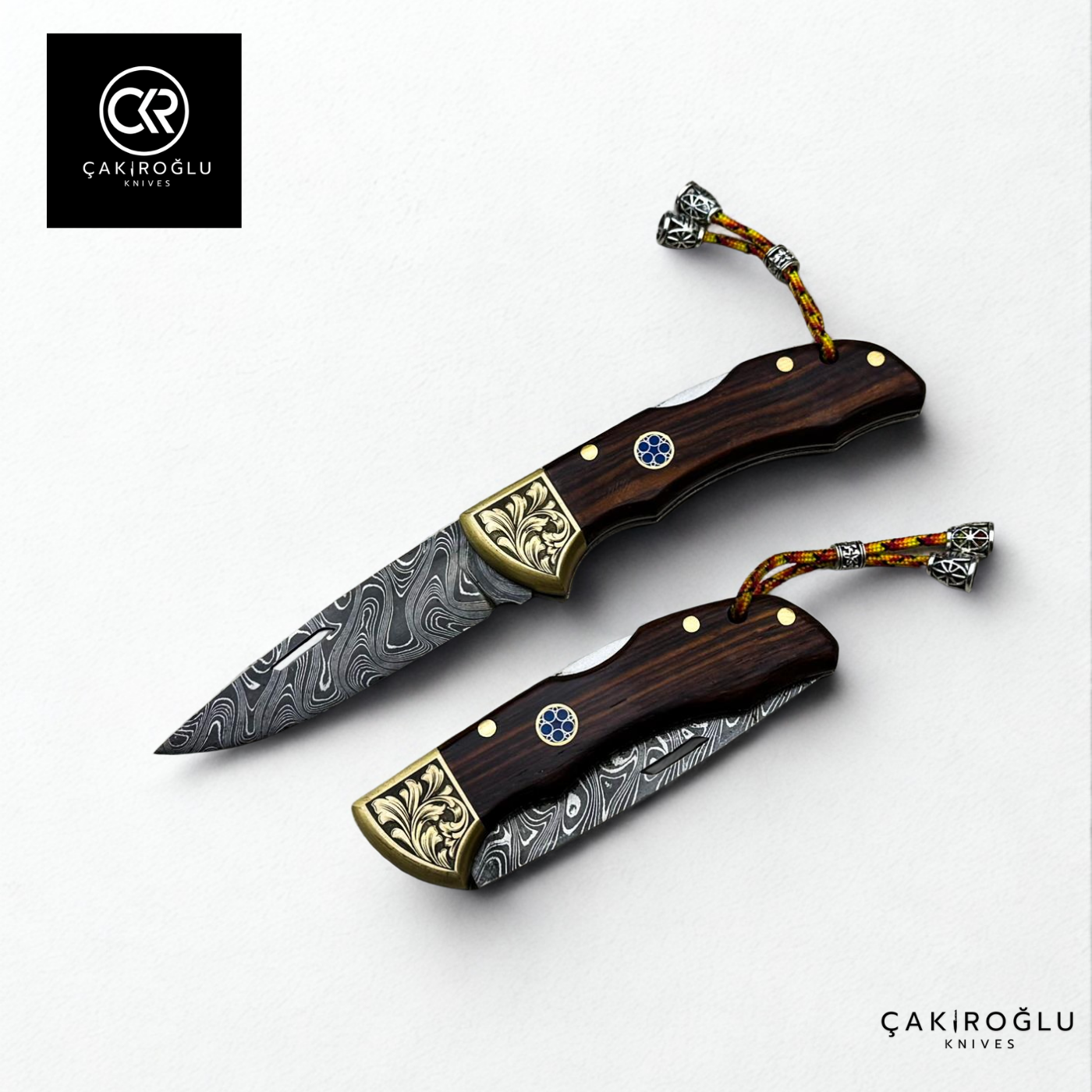 Showy Elite Handcrafted Custom-made Folding Knife - Damascus Steel & Engraved Apron