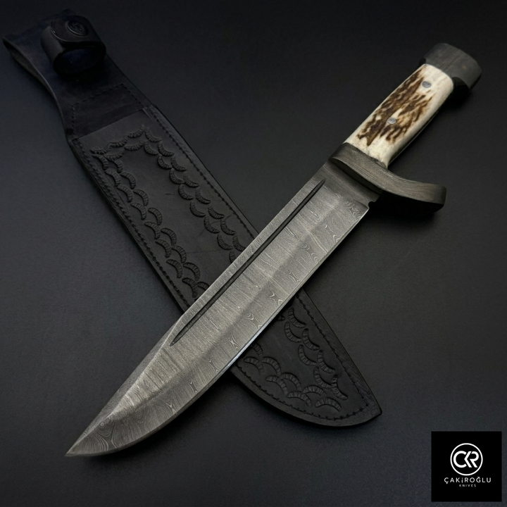 Çakıroğlu Handmade Custom-made Damascus Steel & Deer Antler Handle Machete