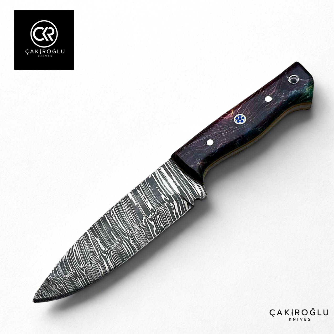 Handcrafted Custom-made Damascus Steel & Stabilized Handle Hunting Knife