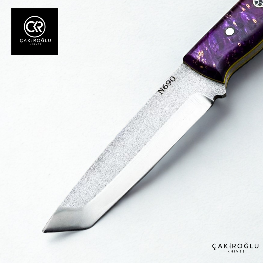 Handcrafted Custom-made Böhler N690 Steel & Stabilized Handle Tanto Model Hunting Knife