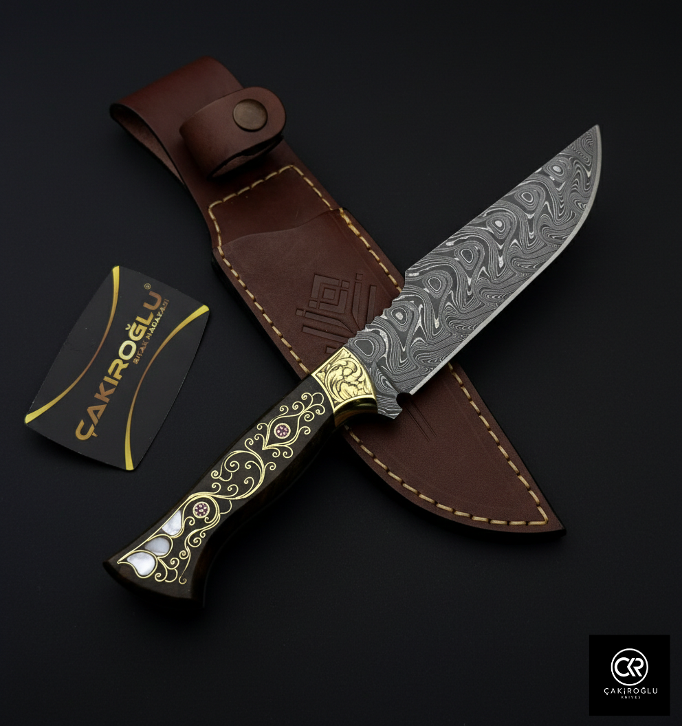 Limited Collector’s Edition Damascus Knife with Gold Engraving