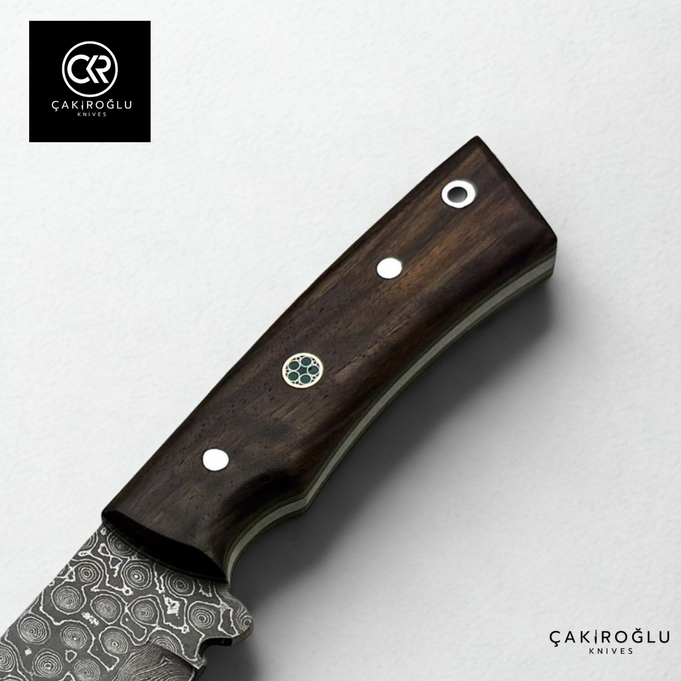 Handcrafted Custom-made Damascus Steel & Root Walnut Handle Tanto Model Hunting Knife