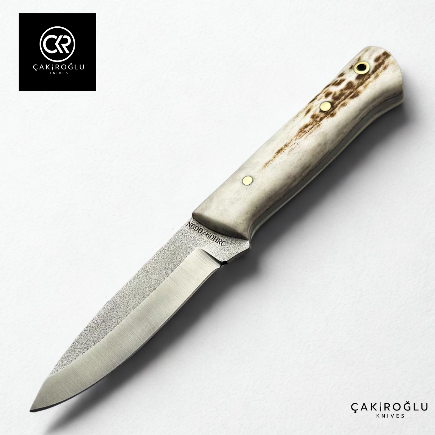 Handcrafted Custom Bushcraft Hunting Knife - N690 Böhler Steel & Deer Antler Handle