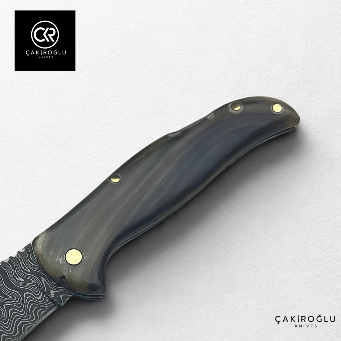 Handcrafted Custom Classic Style Folding Knife - Damascus Steel & Ram Horn Handle
