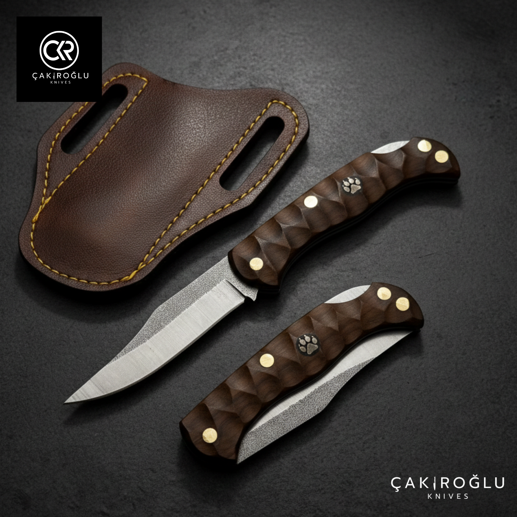 Göxon Series - Handmade N690 Steel Pocket Folding Knife - Walnut Handle