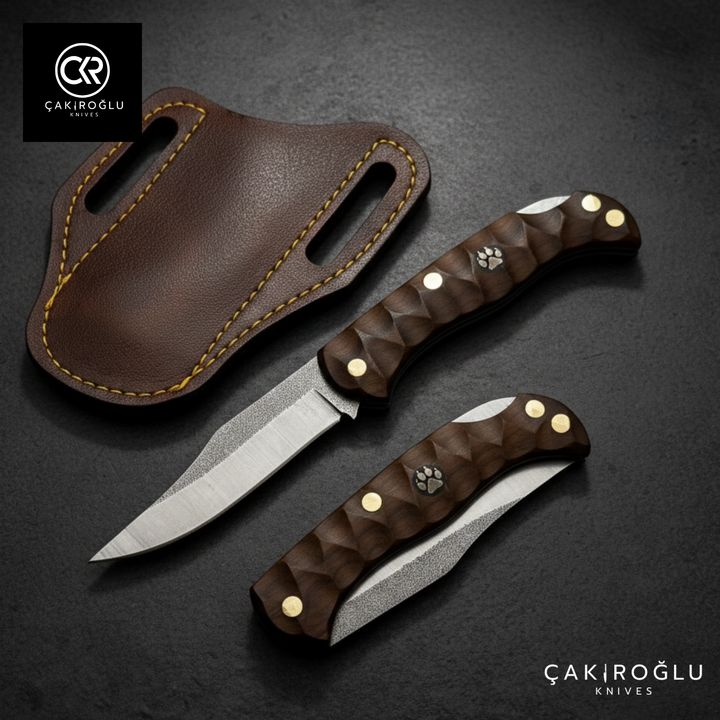 Göxon Series - Handmade N690 Steel Pocket Folding Knife - Walnut Handle