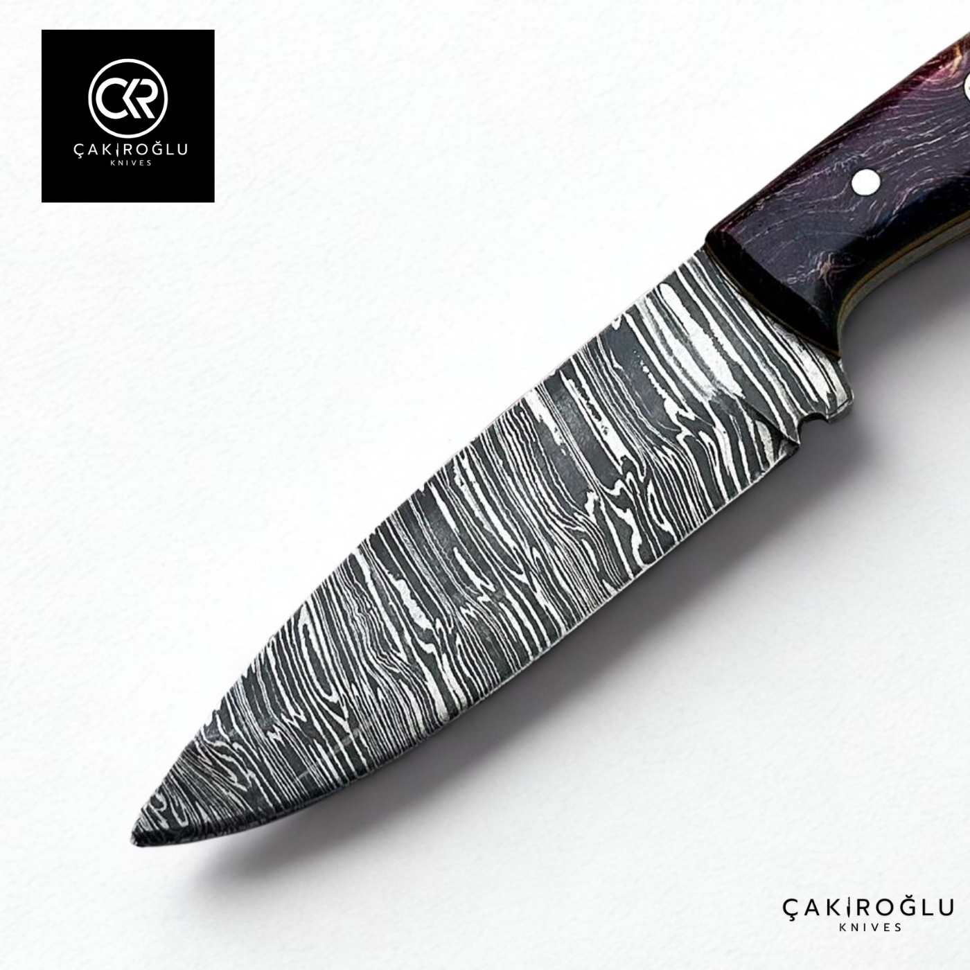 Handcrafted Custom-made Damascus Steel & Stabilized Handle Hunting Knife