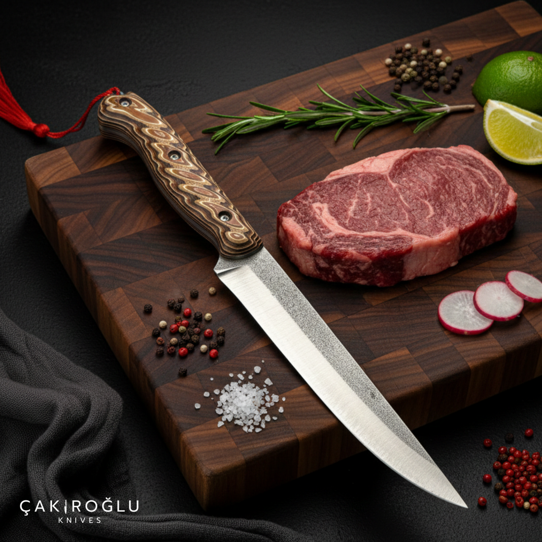 3-Piece N690 Steel Handmade Kitchen Knife Set with Sheath