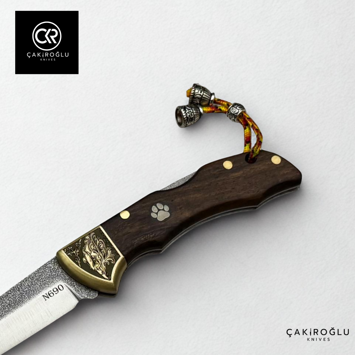 Showy Elite Small Size Handcrafted Custom Folding Knife - N690 Böhler Steel & Engraved Brass Apron