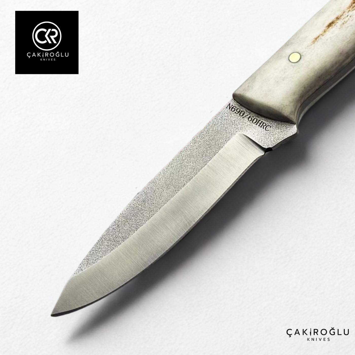 Handcrafted Custom Bushcraft Hunting Knife - N690 Böhler Steel & Deer Antler Handle