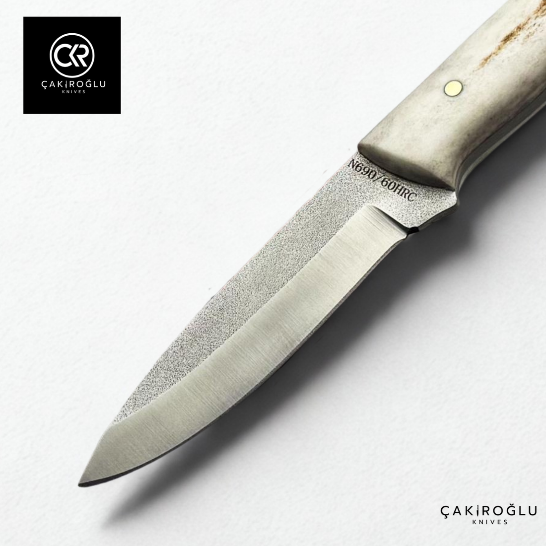 Handcrafted Custom Bushcraft Hunting Knife - N690 Böhler Steel & Deer Antler Handle